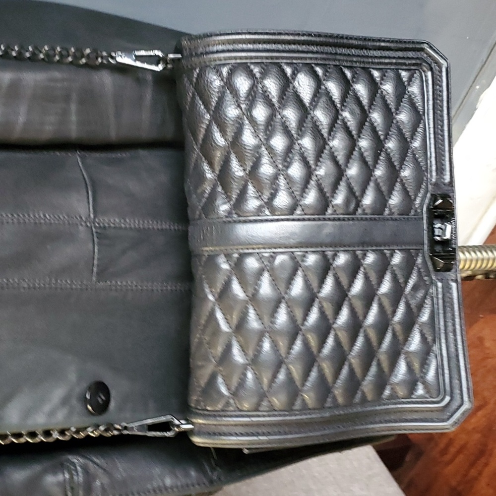 Rebecca minkoff jumbo black on black quilted crossbody bag purse - Picture 8 of 12